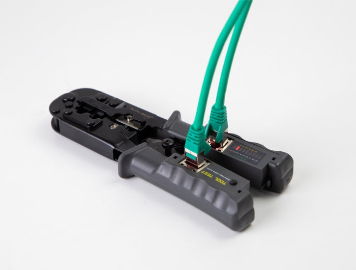 לוחץ כבל רשת או טלפון מקצועי RJ45+RJ10+RJ12/11 משולב עם טסטר לבדיקת כבלי רשת - delock.israel