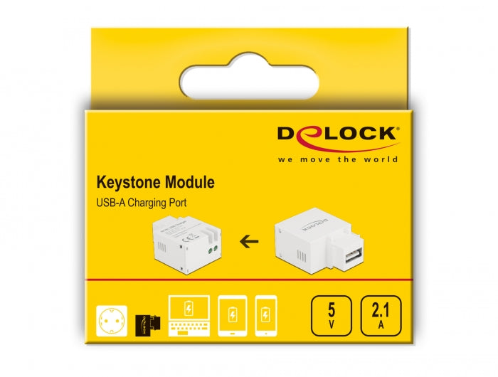 מתאם קיסטון USB-A Charging תומך 5 וולט 2.1 אמפר - delock.israel