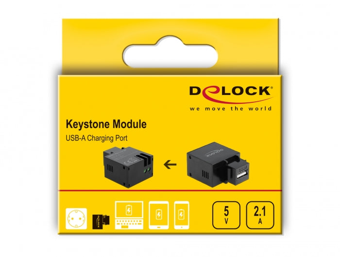 מתאם קיסטון USB-A Charging תומך 5 וולט 2.1 אמפר - delock.israel