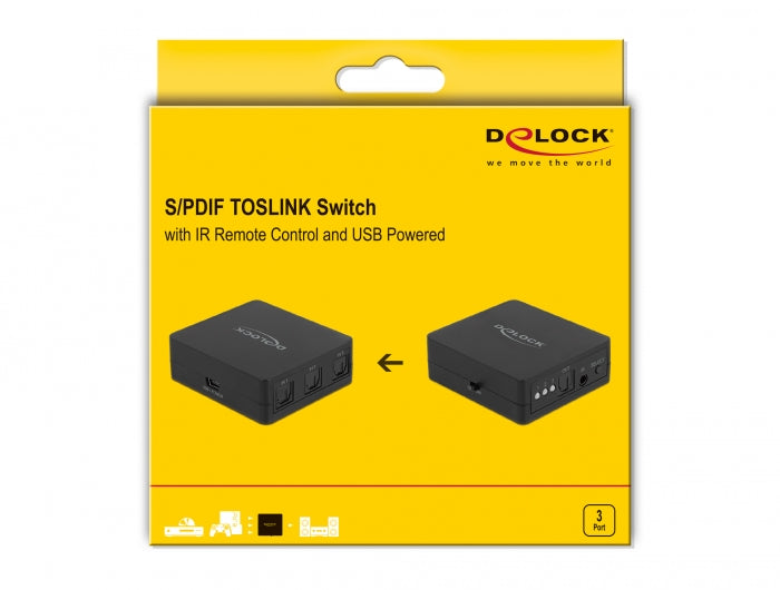 מיתוג אודיו אופטי S/PDIF TOSLINK כולל שלט רחוק - delock.israel