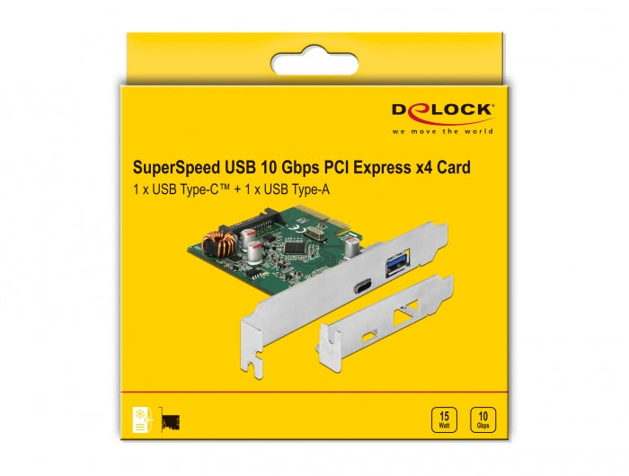 כרטיס PCIe x4 USB 3.2 Gen 2 10Gbps Low Profile עם 2 יציאות USB צ'יפ Asmedia - delock.israel