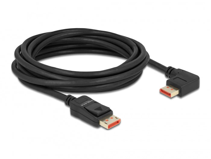 כבל DisplayPort 1.4 8K HDR ז/ז צד אחד בזווית 90° שמאלה תומך 60 הרץ - delock.israel