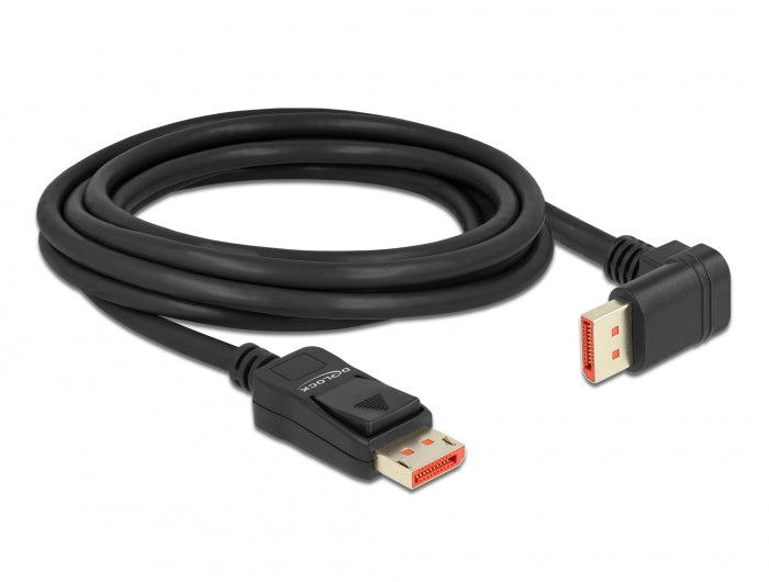כבל DisplayPort 1.4 8K HDR ז/ז צד אחד בזווית 90° למטה תומך 60 הרץ - delock.israel