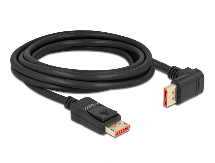 כבל DisplayPort 1.4 8K HDR ז/ז צד אחד בזווית 90° למעלה תומך 60 הרץ - delock.israel