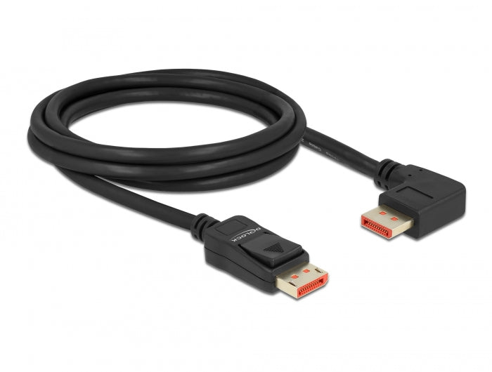 כבל DisplayPort 1.4 8K HDR ז/ז צד אחד בזווית 90° ימינה תומך 60 הרץ - delock.israel
