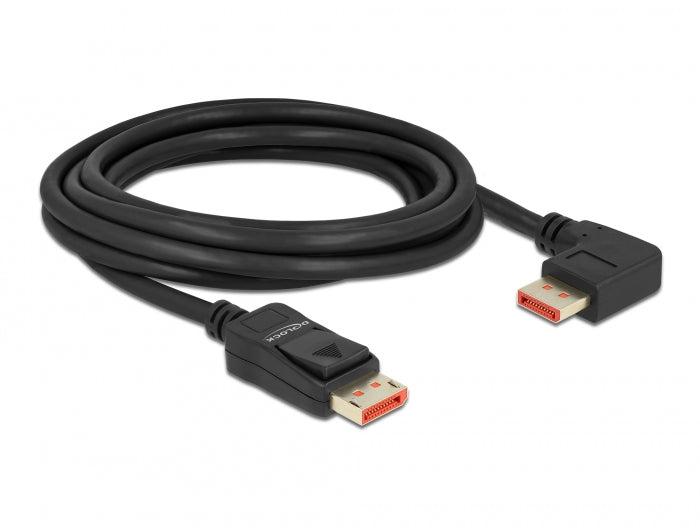 כבל DisplayPort 1.4 8K HDR ז/ז צד אחד בזווית 90° ימינה תומך 60 הרץ - delock.israel