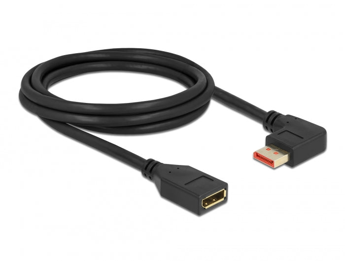 כבל מאריך DisplayPort 1.4 8K HDR ז/נ צד אחד בזווית 90° שמאלה תומך 60 הרץ - delock.israel