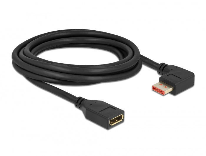 כבל מאריך DisplayPort 1.4 8K HDR ז/נ צד אחד בזווית 90° ימינה תומך 60 הרץ - delock.israel