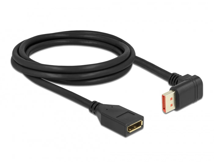 כבל מאריך DisplayPort 1.4 8K HDR ז/נ צד אחד בזווית 90° למטה תומך 60 הרץ - delock.israel