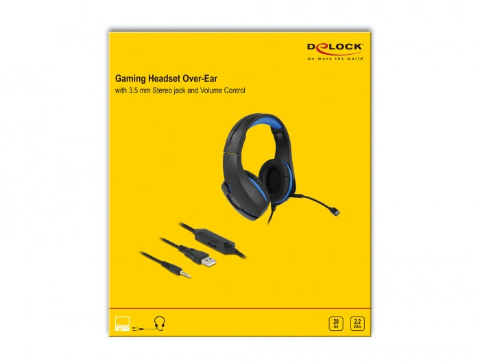 אוזניות גיימינג Over-Ear Pl 3.5 עם תאורת לד ומיקרופון - delock.israel