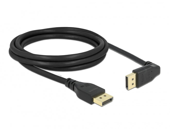 כבל DisplayPort 1.4 8K HDR ז/ז עם תקע מיני ללא נעילה צד אחד בזווית 90° למעלה תומך 60 הרץ - delock.israel