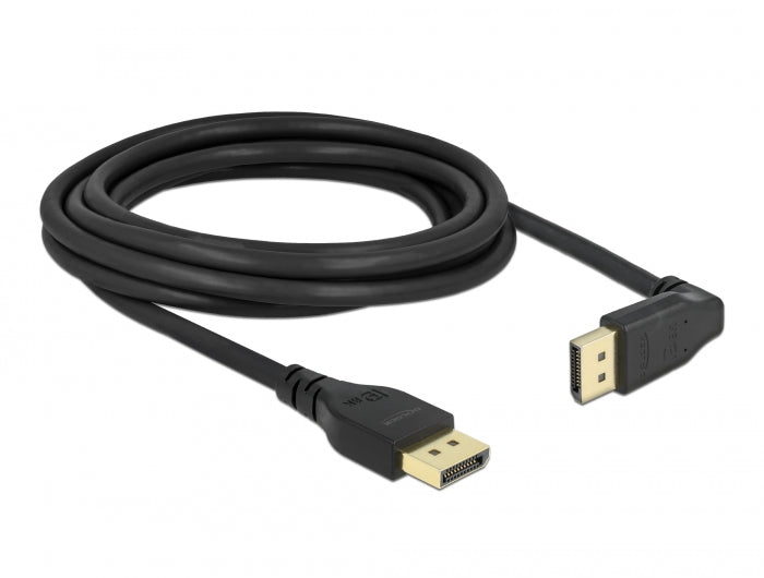 כבל DisplayPort 1.4 8K HDR ז/ז עם תקע מיני ללא נעילה צד אחד בזווית 90° למעלה תומך 60 הרץ - delock.israel