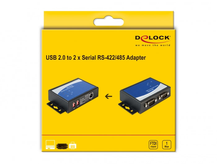 ממיר USB 2.0 עם 2 יציאות DB9 Serial RS-422/485 צ'יפ FTDI - delock.israel