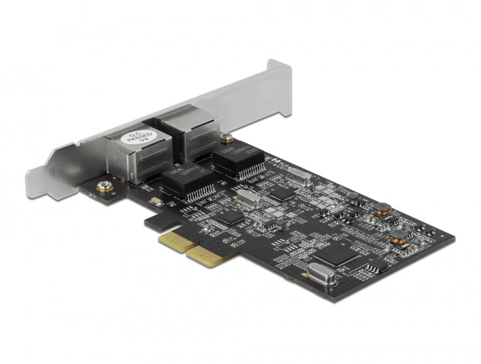 כרטיס רשת קווי PCI-E 2.5 Gigabit Low profile עם 2 יציאות RJ45 צ'יפ Realtek - delock.israel
