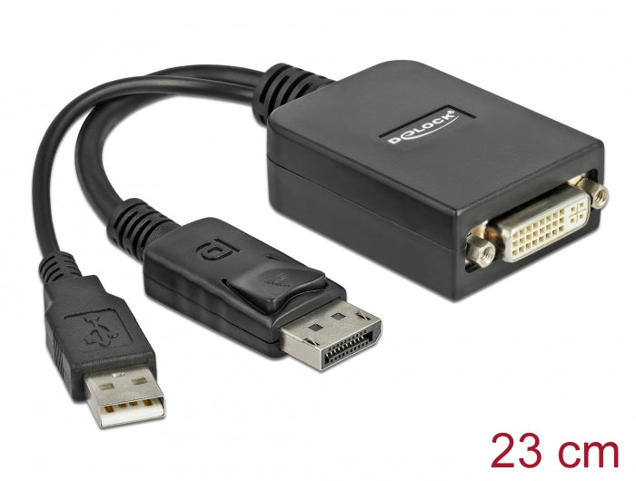 מתאם אקטיבי DisplayPort זכר לחיבור מסך DVI - delock.israel
