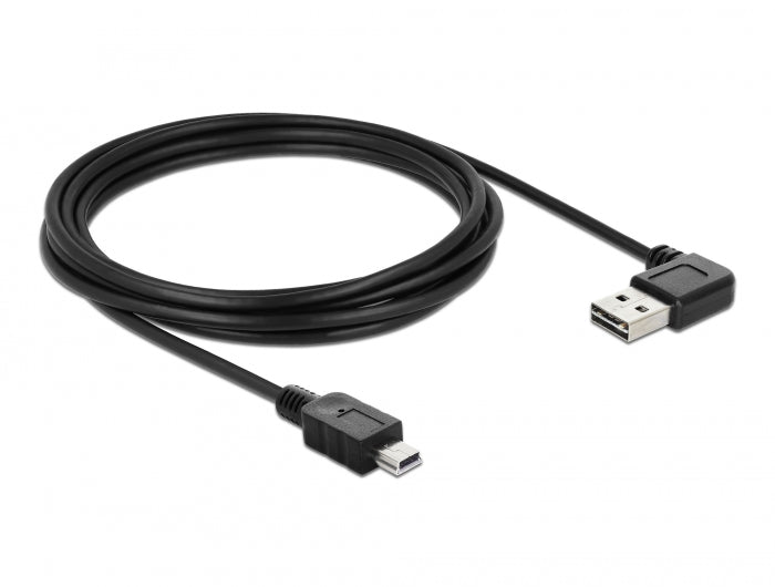 כבל מיני EASY-USB 2.0 תקע Mini-B לתקע USB-A דו כיווני בזווית 90° - delock.israel