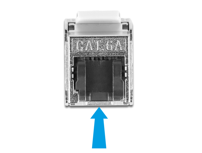 שקע קיסטון מסוכך RJ45 Cat.6A על כבל לתקע RJ45 - delock.israel