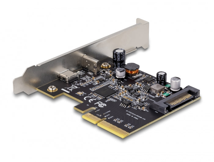 כרטיס PCIe x4 USB 3.2 Gen 2x2 20Gbps PD 20Watt Low Profile עם יציאת USB-C צ'יפ Asmedia - delock.israel