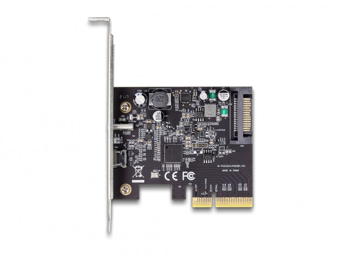 כרטיס PCIe x4 USB 3.2 Gen 2x2 20Gbps PD 20Watt Low Profile עם יציאת USB-C צ'יפ Asmedia - delock.israel