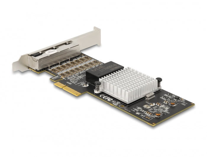 כרטיס רשת קווי PCI-E x4 Gigabit Low profile עם 4 יציאות RJ45 צ'יפ אינטל i350 - delock.israel