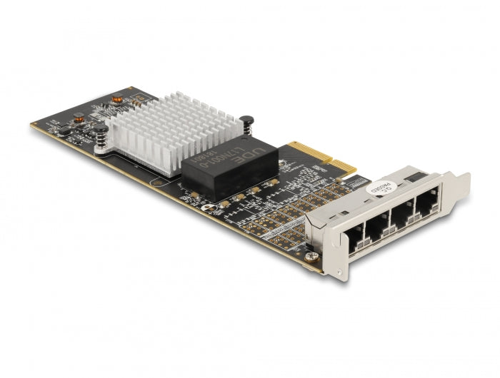 כרטיס רשת קווי PCI-E x4 Gigabit Low profile עם 4 יציאות RJ45 צ'יפ אינטל i350 - delock.israel