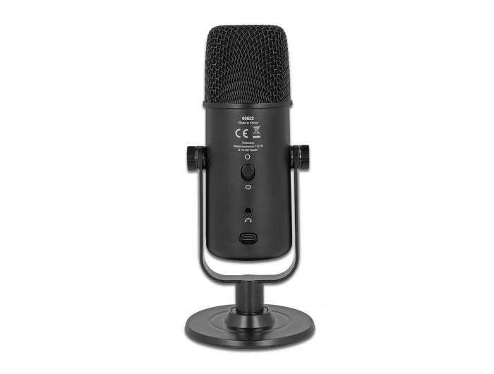 מיקרופון Dual Capsule USB עם בקרת עוצמת קול + שקע אוזניות PL 3.5 - delock.israel