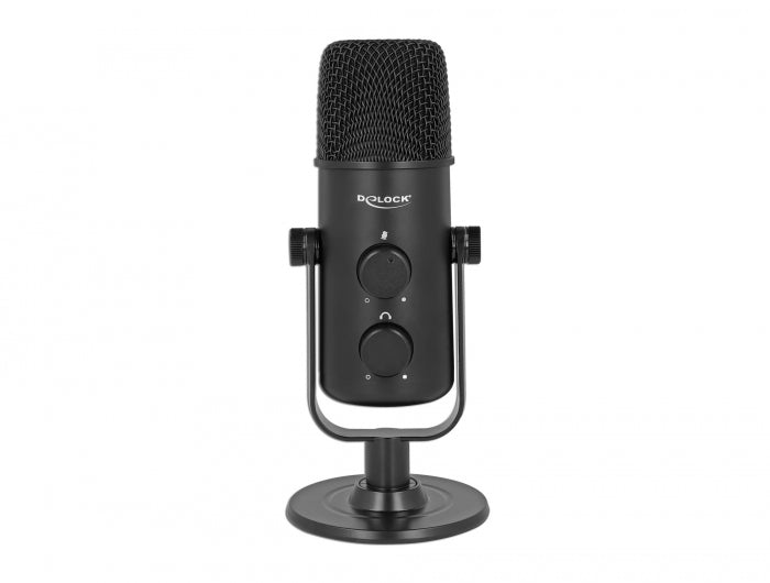 מיקרופון Dual Capsule USB עם בקרת עוצמת קול + שקע אוזניות PL 3.5 - delock.israel