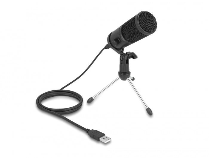 מיקרופון קונדנסר USB 24Bit / 192kH להרצאות ופודקאסטים + חצובה - delock.israel