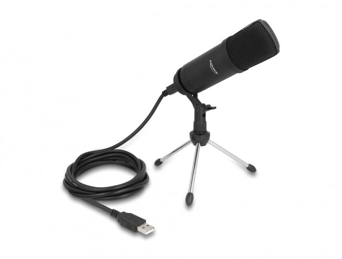 מיקרופון קונדנסר USB מקצועי להרצאות ופודקאסטים + חצובה - delock.israel