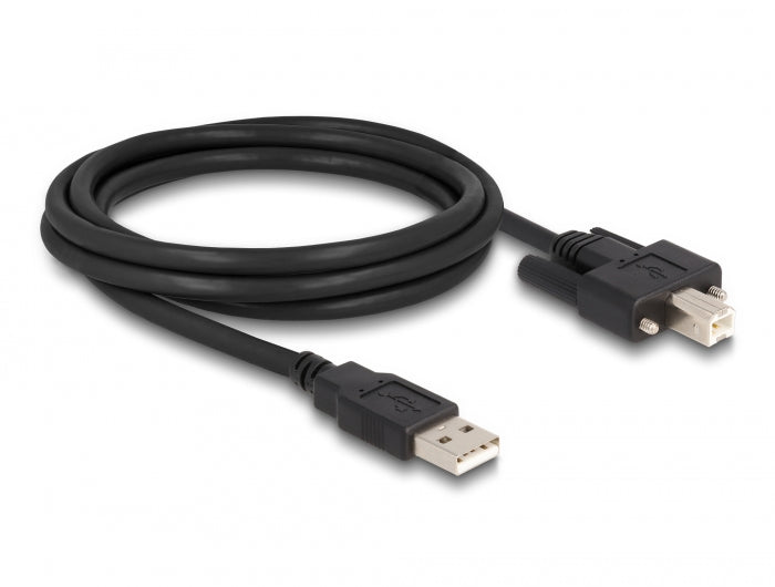 כבל USB 2.0 A-B עם ברגים בצדדים ז/ז - delock.israel