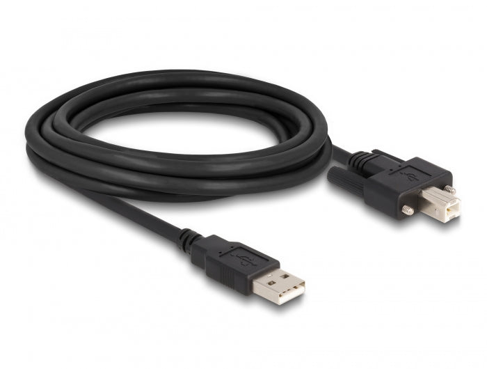 כבל USB 2.0 A-B עם ברגים בצדדים ז/ז - delock.israel