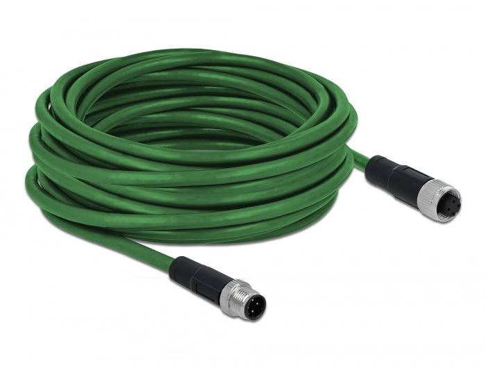 כבל רשת מאריך תעשייתי M12 PROFINET PUR (TPU) תקע 4pin D-coded לשקע 4pin D-coded - delock.israel