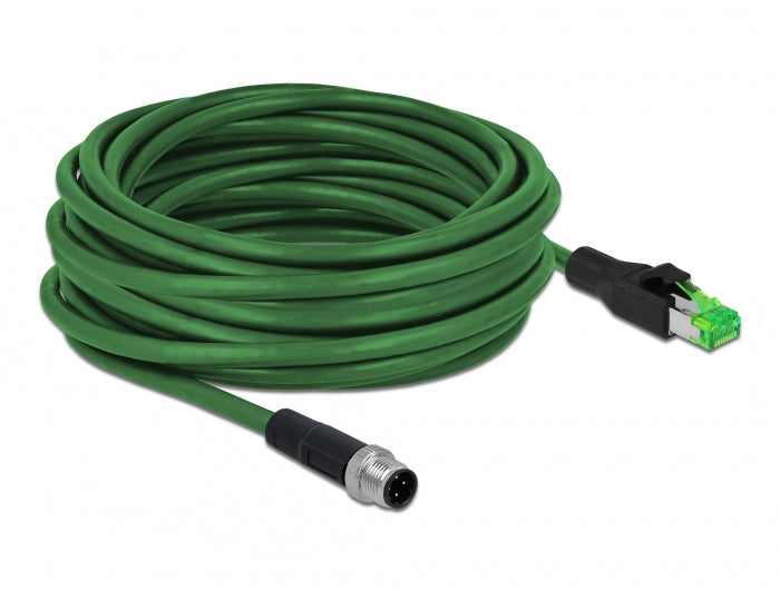כבל רשת תעשייתי M12 PVC תקע 4pin D-coded לתקע RJ45 - delock.israel