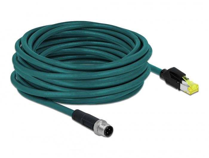 כבל רשת תעשייתי M12 PROFINET PUR (TPU) תקע 4pin D-coded לתקע RJ45 - delock.israel