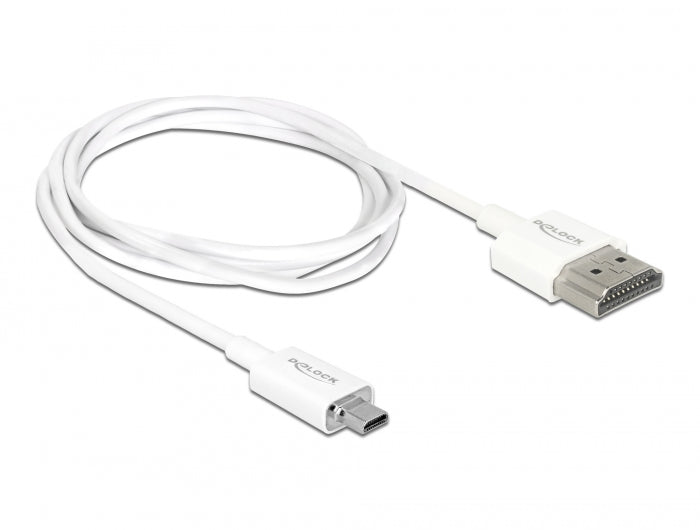 כבל מיקרו HDMI 3D 4K ל- HDMI ז/ז תומך 60 הרץ צבע לבן - delock.israel