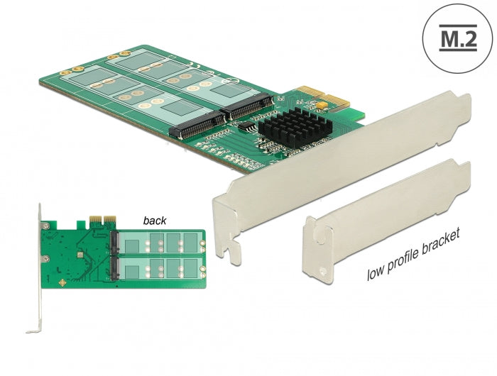 כרטיס PCI-E עבור 4 כונני דיסקים M.2 SATA Key B - delock.israel