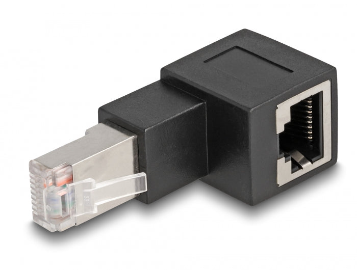 מתאם RJ45 Cat.6A זכר לשקע רשת RJ45 בזווית 90° למעלה - delock.israel