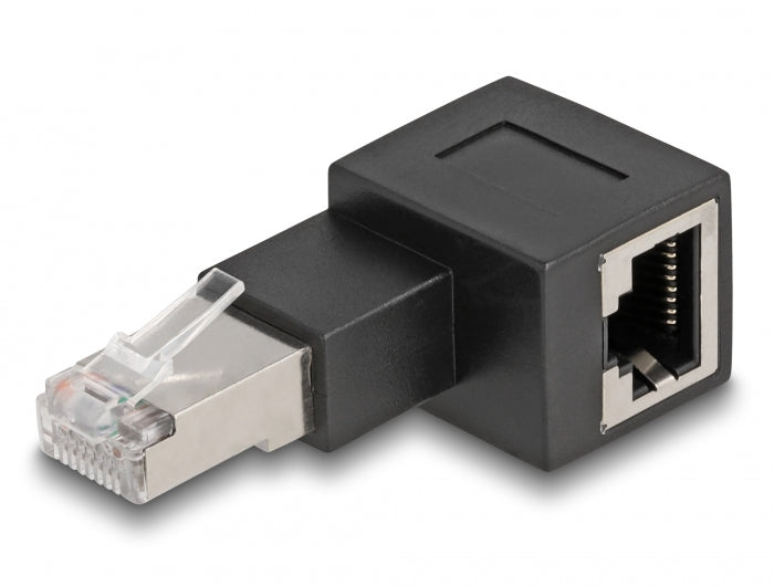 מתאם RJ45 Cat.6A זכר לשקע רשת RJ45 בזווית 90° ימינה - delock.israel