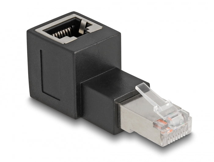 מתאם RJ45 Cat.6A זכר לשקע רשת RJ45 בזווית 90° למעלה - delock.israel
