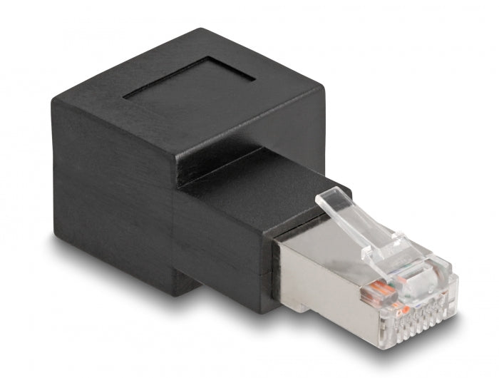 מתאם RJ45 Cat.6A זכר לשקע רשת RJ45 בזווית 90° ימינה - delock.israel