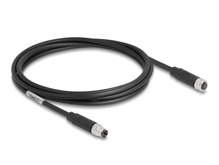 כבל רשת מאריך תעשייתי M8 PUR (TPU) תקע 3pin A-coded לשקע 3pin A-coded - delock.israel