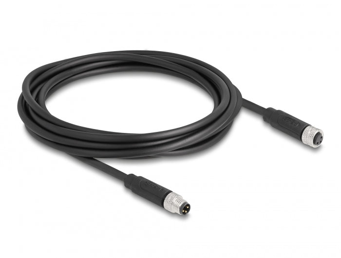 כבל רשת מאריך תעשייתי M8 PUR (TPU) תקע 3pin A-coded לשקע 3pin A-coded - delock.israel