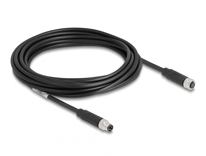 כבל רשת מאריך תעשייתי M8 PUR (TPU) תקע 3pin A-coded לשקע 3pin A-coded - delock.israel