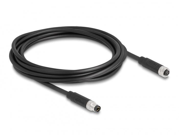 כבל רשת מאריך תעשייתי M8 PUR (TPU) תקע 4pin A-coded לשקע 4pin A-coded - delock.israel