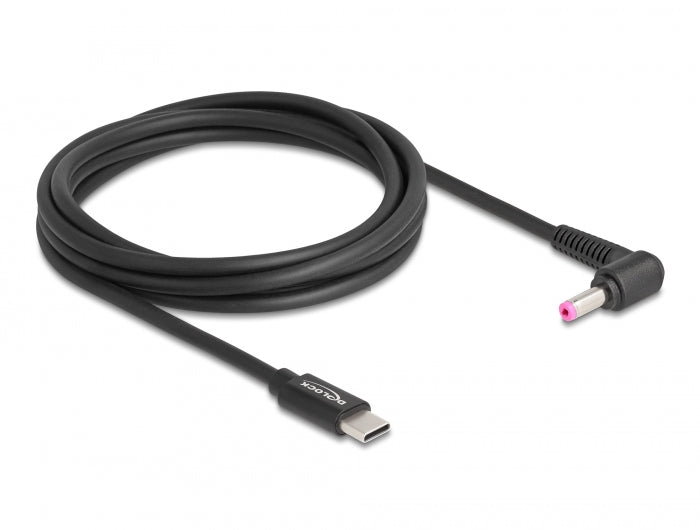 כבל טעינה תקע USB-C לתקע DC 4.8x1.7 בזווית 90° עבור מחשב נייד HP אורך 1.5 מטר - delock.israel