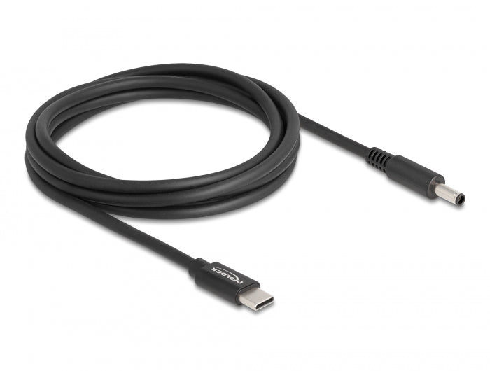 כבל טעינה תקע USB-C לתקע DC 4.5x3.0 עבור מחשב נייד Dell אורך 1.5 מטר - delock.israel