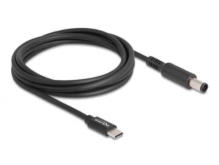 כבל טעינה תקע USB-C לתקע DC 7.4x5.0 עבור מחשב נייד HP/Dell אורך 1.5 מטר - delock.israel