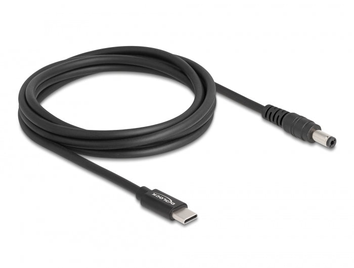 כבל טעינה תקע USB-C לתקע DC 5.5x2.1 עבור מחשבים ניידים אורך 1.5 מטר - delock.israel