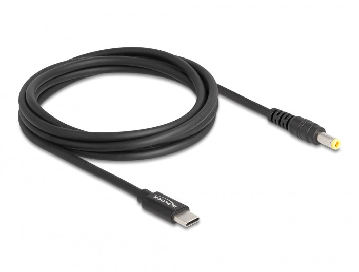 כבל טעינה תקע USB-C לתקע DC 5.5x2.5 עבור מחשבים ניידים אורך 1.5 מטר - delock.israel