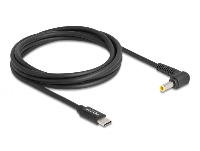 כבל טעינה תקע USB-C לתקע DC 5.5x3.0 בזווית 90° עבור מחשב נייד Samsung אורך 1.5 מטר - delock.israel
